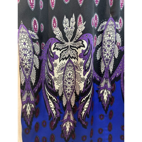 Vintage Sleeveless Silk Dress Black & Purple Paisley Print Halter Neck Size M - Picture 6 of 11